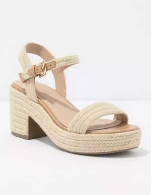 Compensées American Eagle AE Lanières Block Heel Sandal Beige Femme | NTZ-09958801